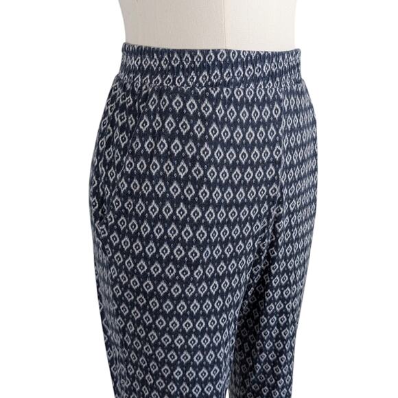 H&M Blue White Geometric Ikat-Inspired High Waist Casual Pants Women’s Small - Picture 5 of 9